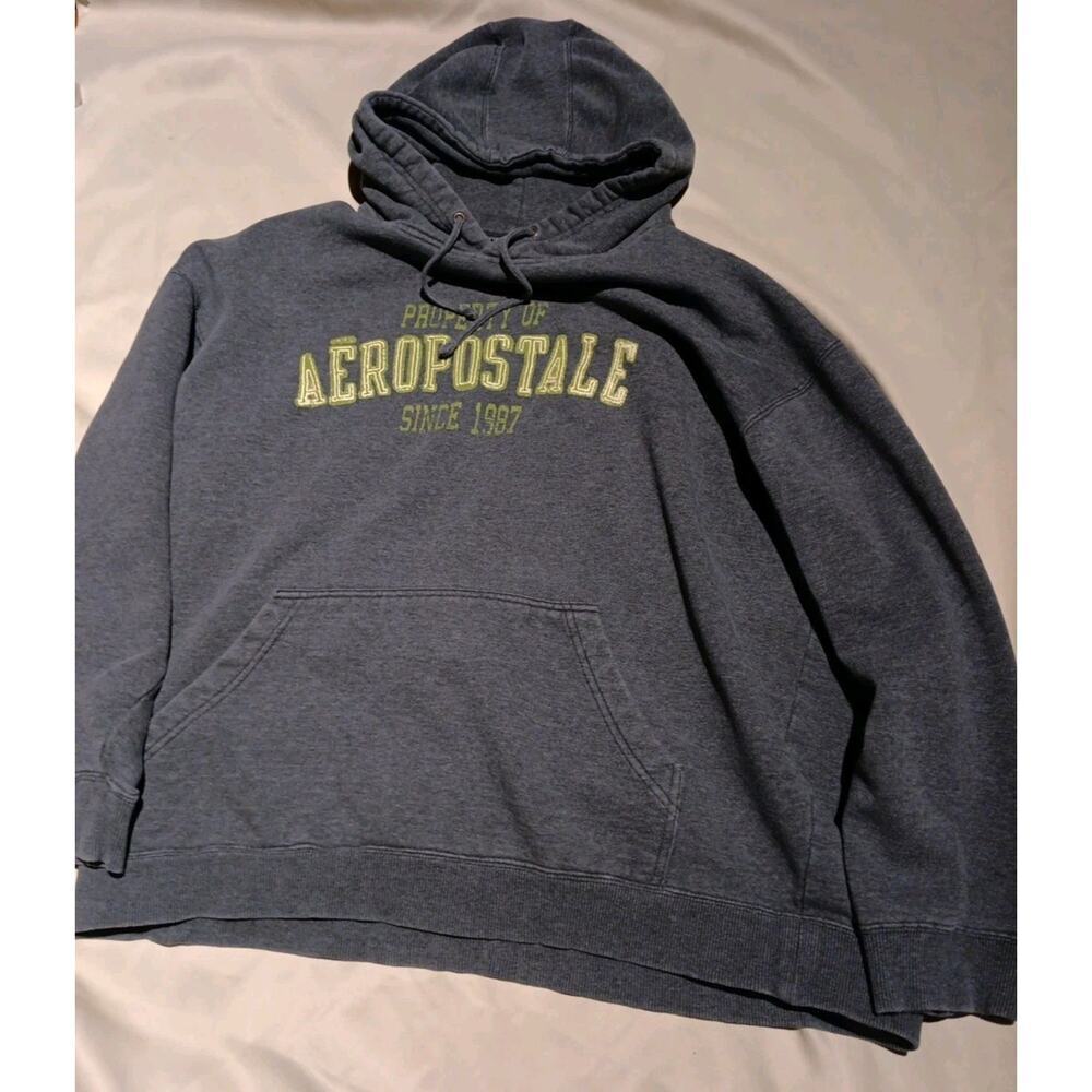 Y2K Aeropostale Hoodie XL – Vintage Gray Heavyweight CH Apparel Winter Pullover